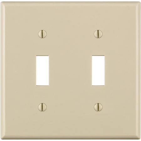 Leviton 2-Gang Thermoplastic Nylon Toggle Switch Wall Plate, Light Almond 011-80709-00T